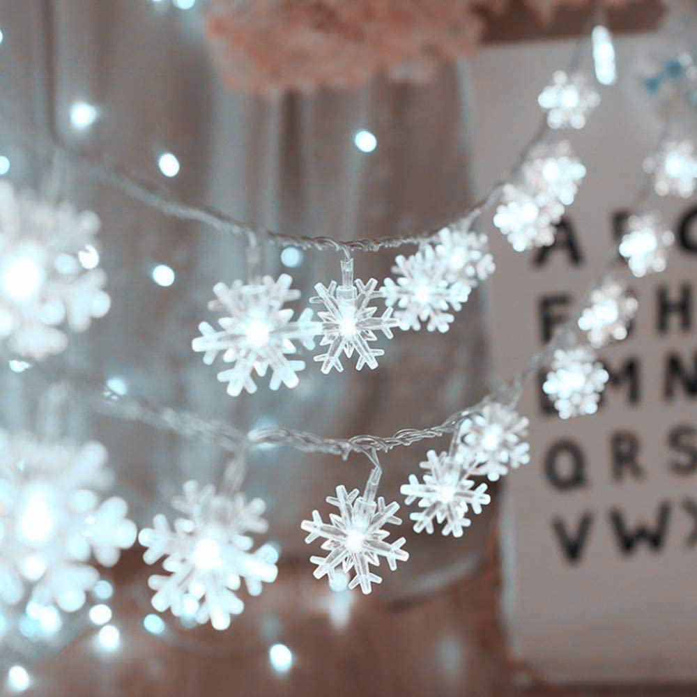 Christmas Lights,Snowflake String 19.6 ft 40 LED Fairy Lights Battery Operated Waterproof