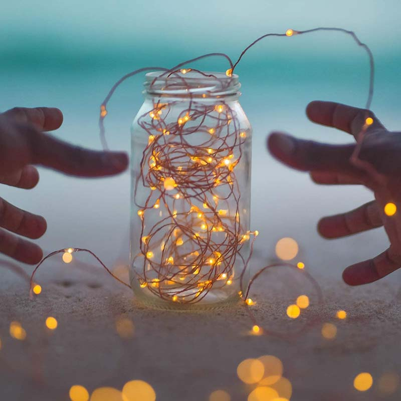 Waterproof Solar Christmas lights Outdoor LED String Micro LED Copper Wire String Lights for garden outdoor decoration