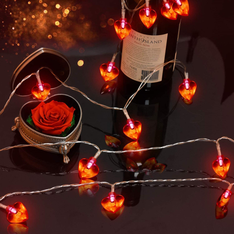 Valentine's Day indoor bedroom decoration fairy weeding string led heart lights