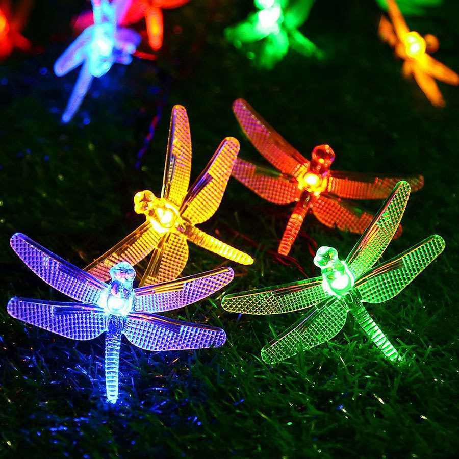 Solar Dragonfly Lamp String LED Outdoor Waterproof Christmas Festival Lights Garden Garden Decorative Lights