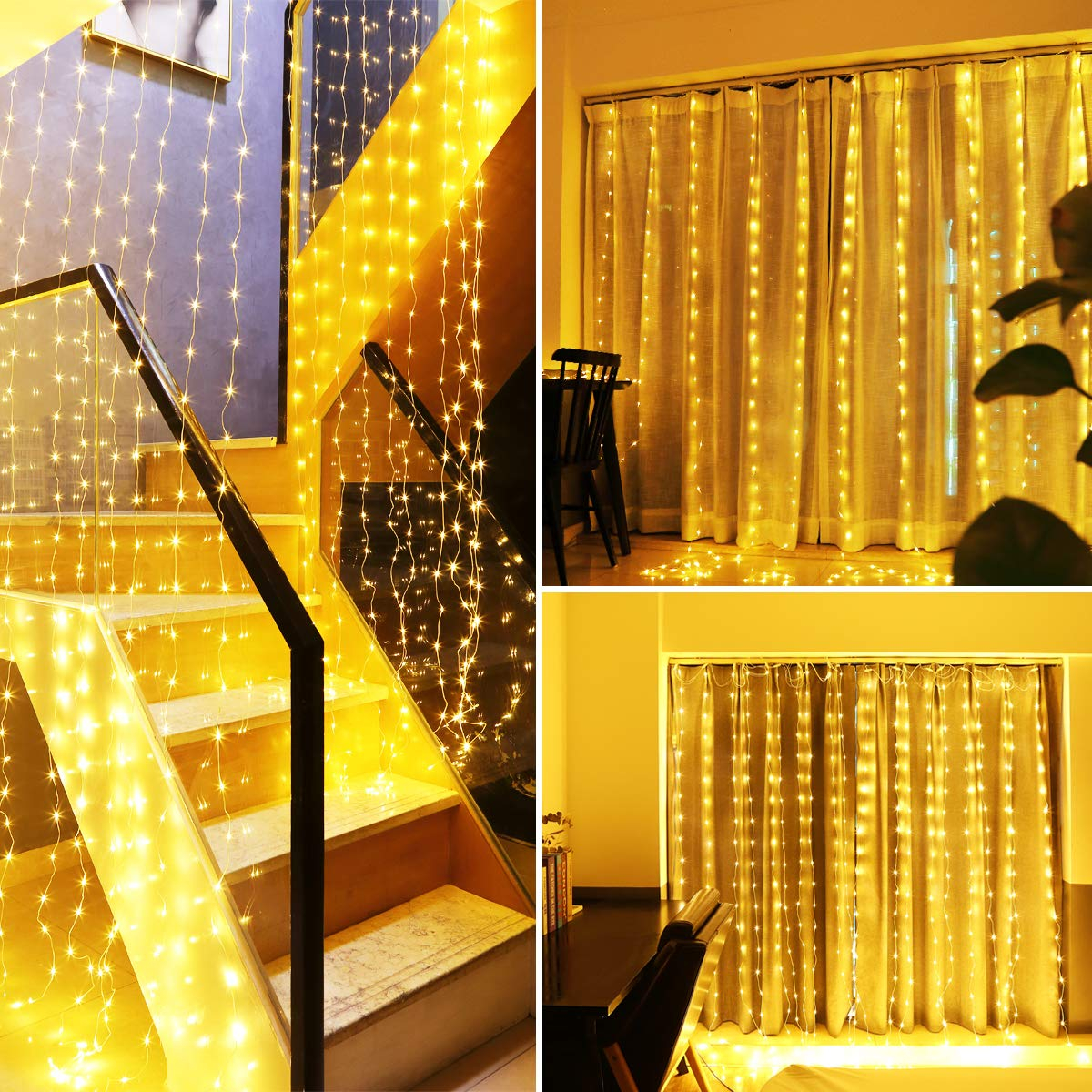 Copper wire curtain lamp 3*3 meters 300LED copper wire lamp series live background decorative small lights
