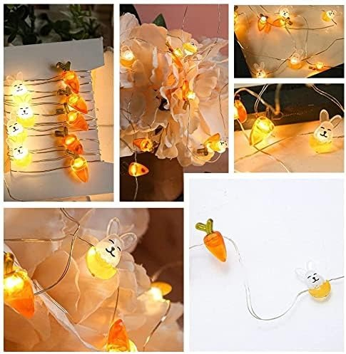 Easter LED copper wire lights; rabbit decor lights; radish chick egg copper wire lights; Easter string lights.